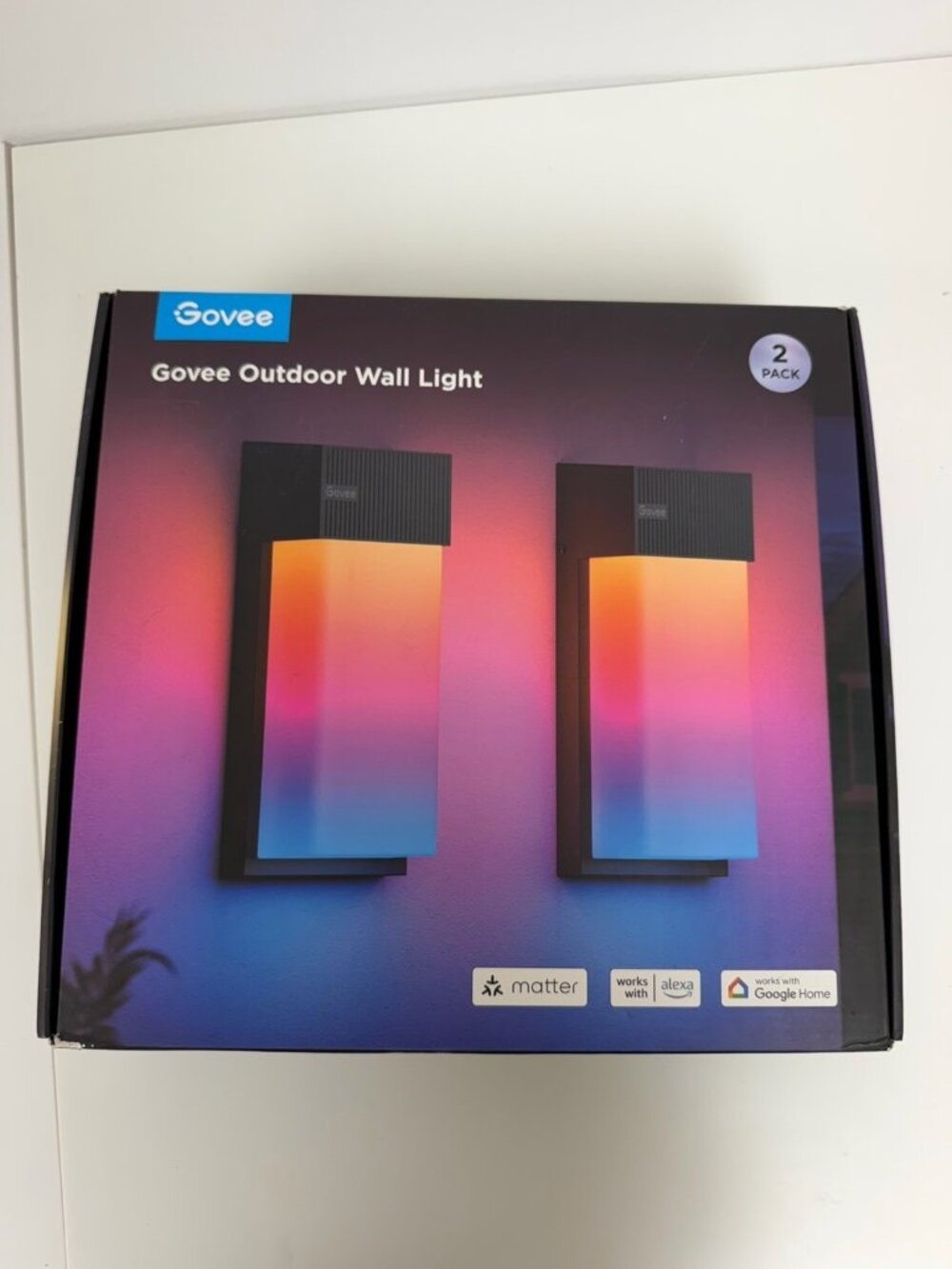 Govee Smart Outdoor Wall Light (2-Pack) - Model H7075 - RGBWW LED Sconces New